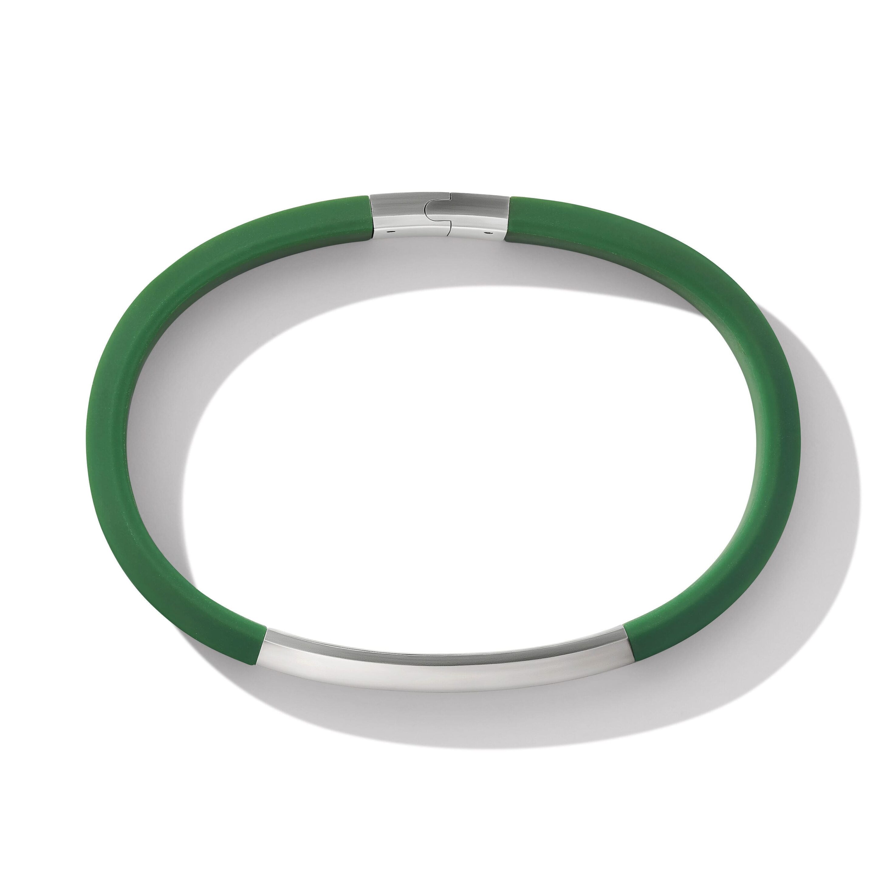 Streamline® ID Bracelet in Green Rubber with Sterling Silver, 8mm - Image 2