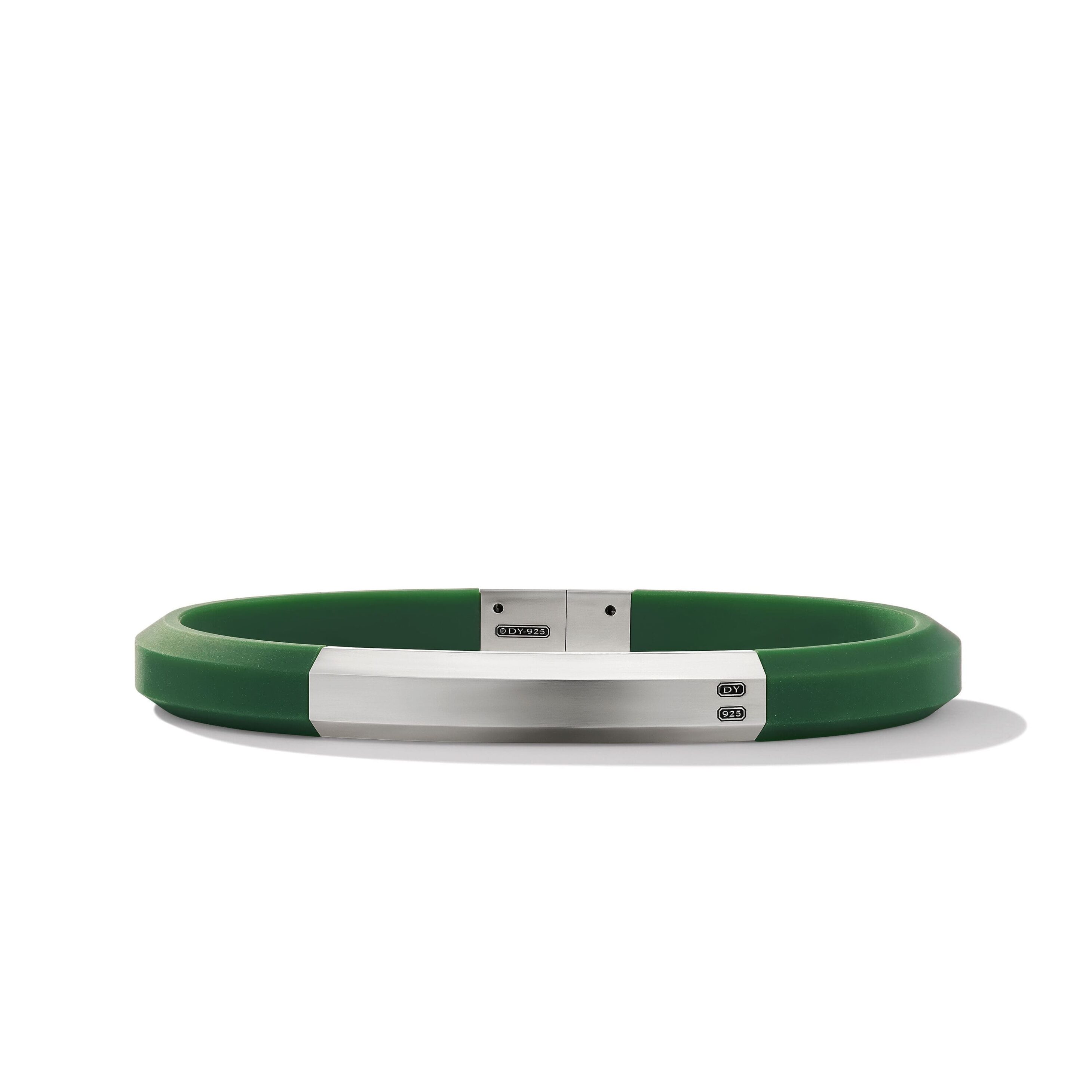 Streamline® ID Bracelet in Green Rubber with Sterling Silver, 8mm