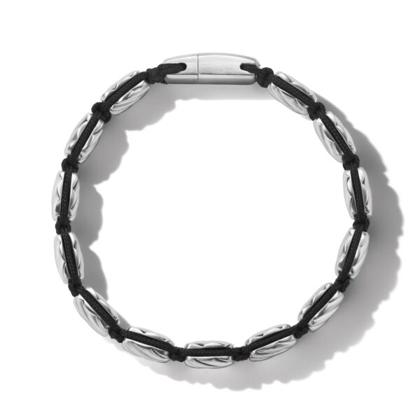 Sculpted Cable Woven Tile Bracelet with Sterling Silver and Black Nylon, 8.5mm - Image 2
