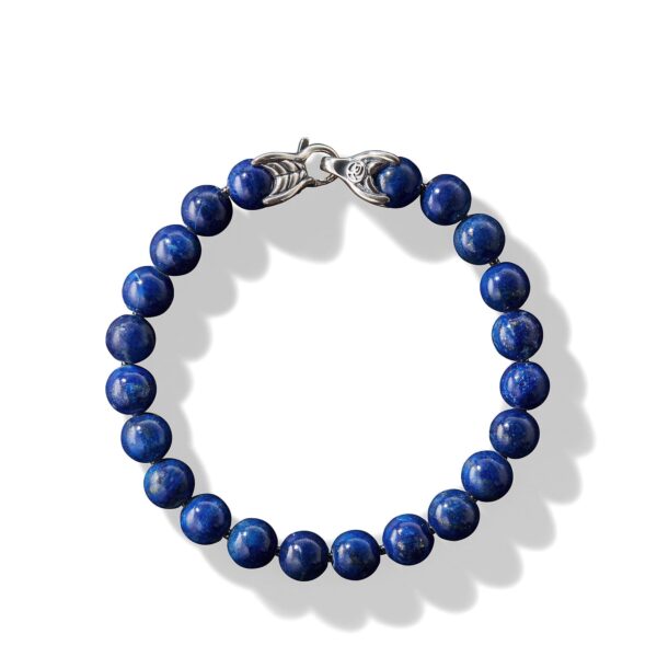 Spiritual Beads Bracelet in Sterling Silver with Lapis, 8mm - Image 2