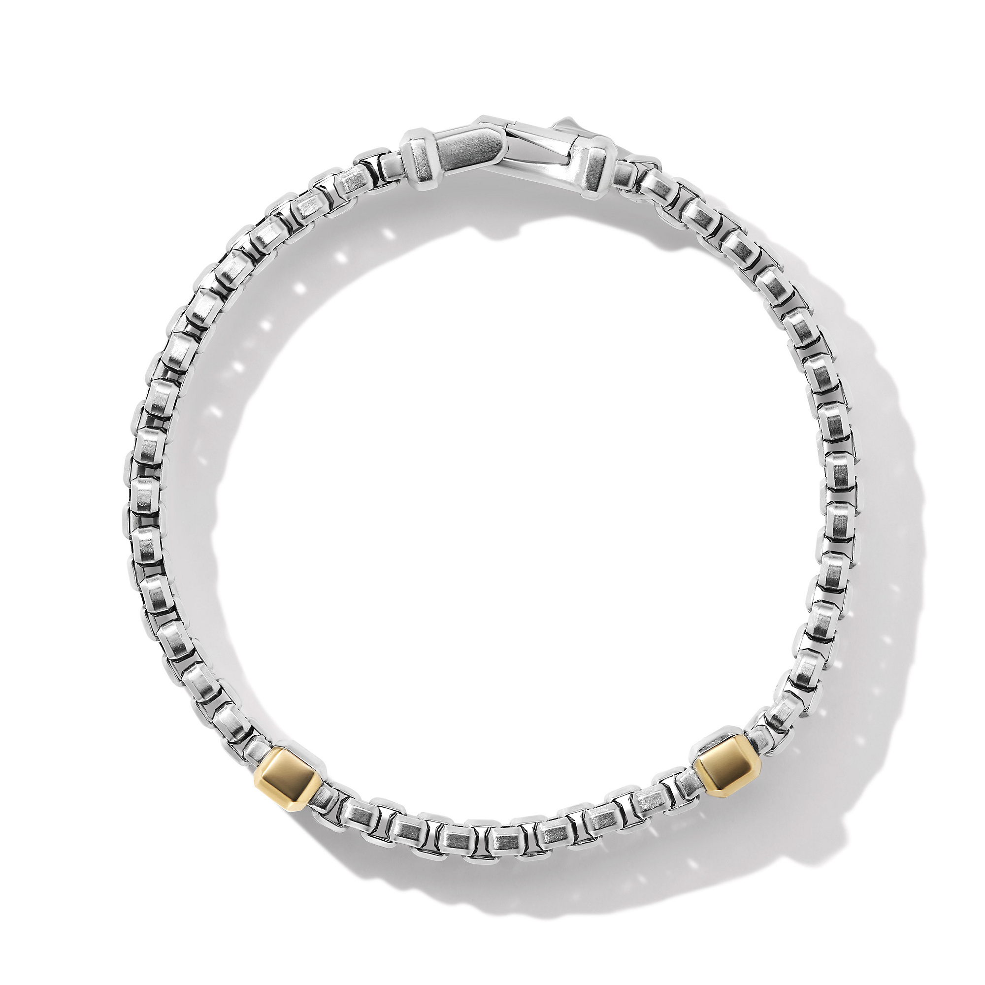 Double Box Chain Bracelet in Sterling Silver with 18K Yellow Gold, 10.5mm