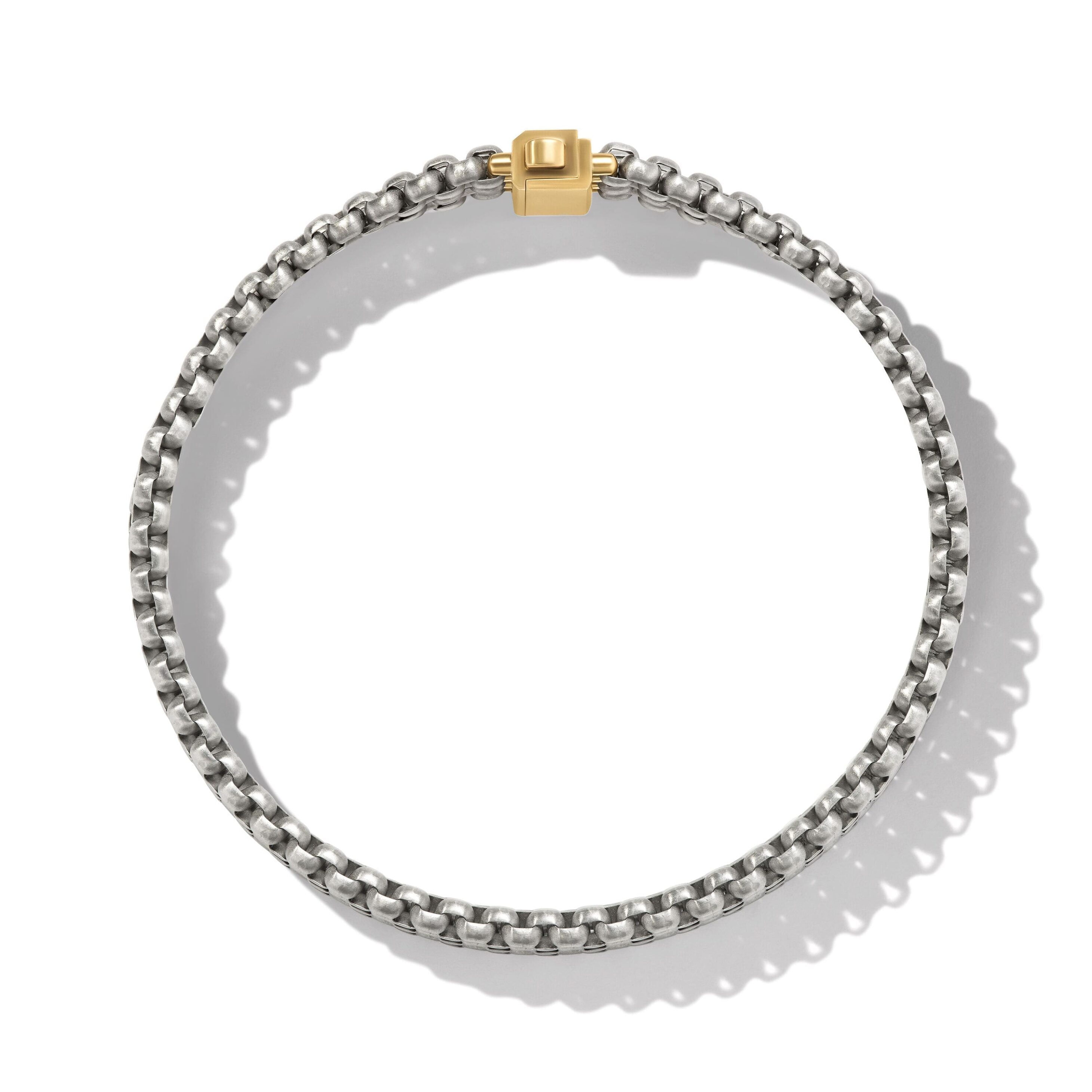 Three Row Box Chain Bracelet in Grey Titanium with 18K Yellow Gold, 13.5mm - Image 2