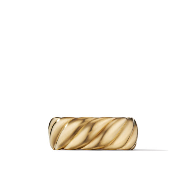 Sculpted Cable Contour Band Ring in 18K Yellow Gold, 9mm - Image 4