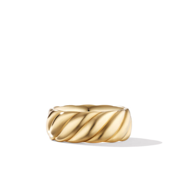 Sculpted Cable Contour Band Ring in 18K Yellow Gold, 9mm
