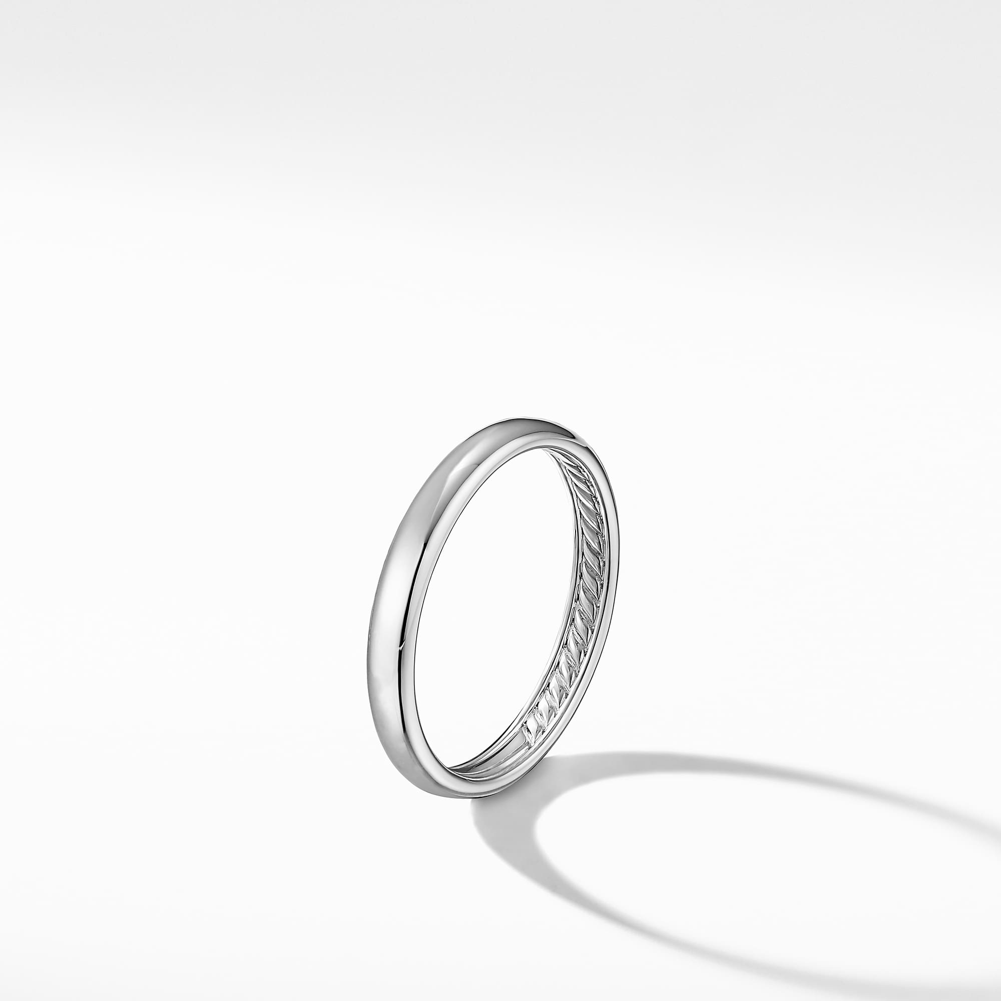 Sculpted Cable Band Ring in 18K White Gold, 9mm