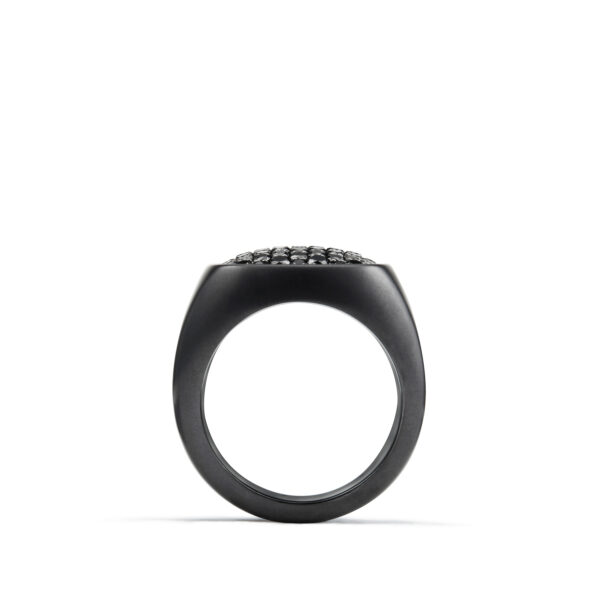 Streamline Signet Ring in Black Titanium with Black Diamonds, 19mm - Image 4