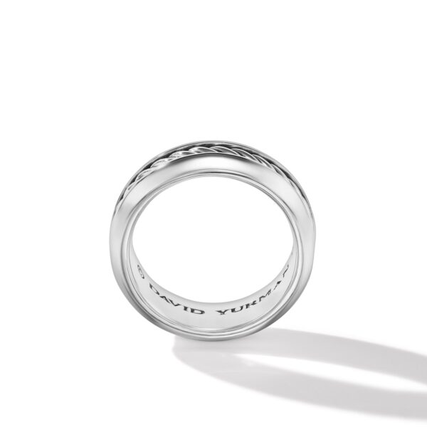 Cable Inset Band Ring in Sterling Silver, 8mm - Image 2