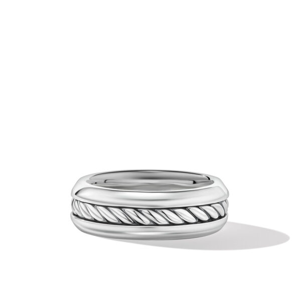 Cable Inset Band Ring in Sterling Silver, 8mm