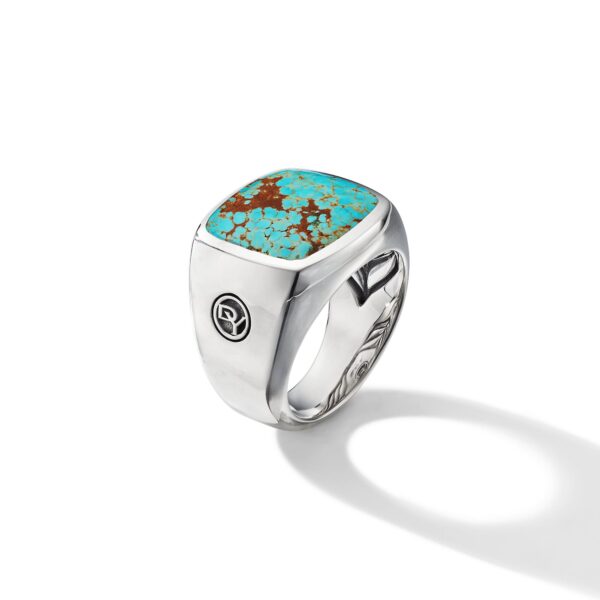 Exotic Stone Signet Ring in Sterling Silver with Turquoise, 19mm - Image 3