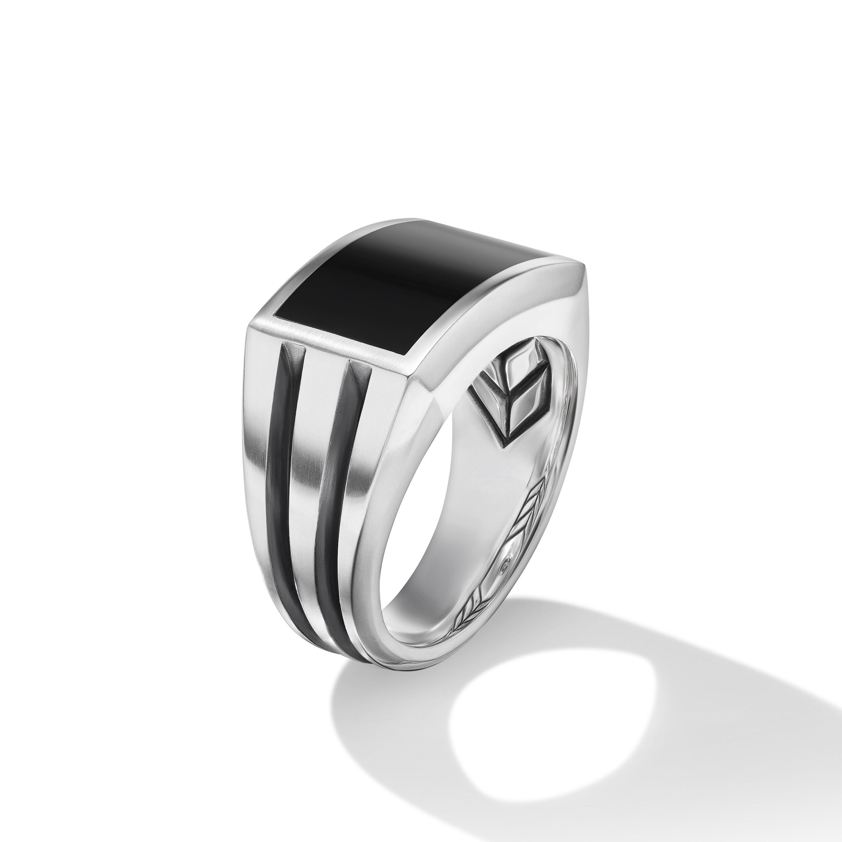 Deco Signet Ring in Sterling Silver with Black Onyx