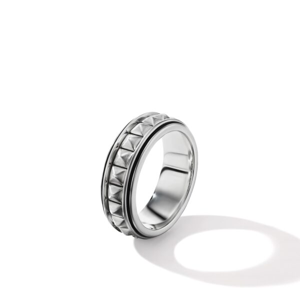 Pyramid Band Ring in Sterling Silver, 8mm - Image 3