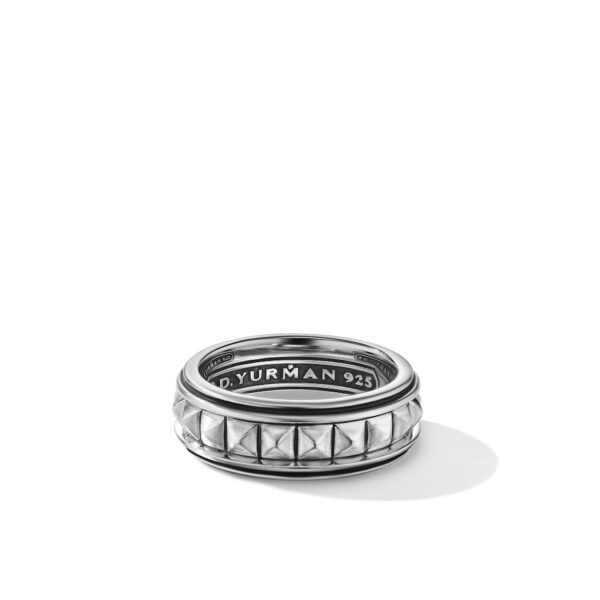Pyramid Band Ring in Sterling Silver, 8mm