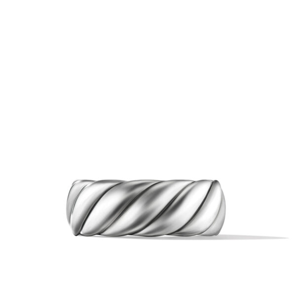 Sculpted Cable Contour Band Ring in Sterling Silver, 9mm - Image 4
