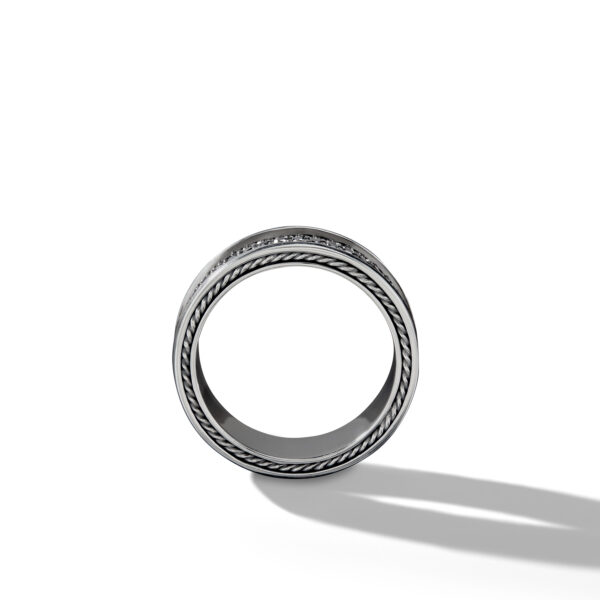 DY Helios Band Ring in 18K White Gold with Forged Carbon, 9mm - Image 2