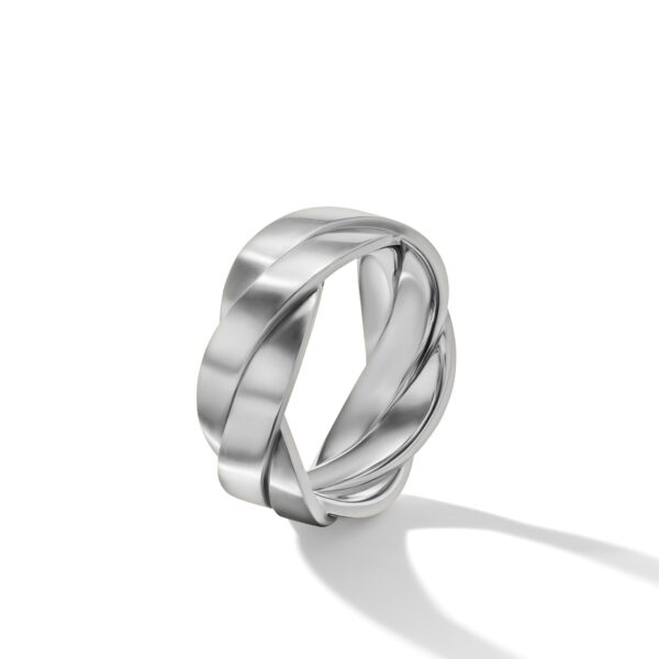 DY Helios Band Ring in 18K White Gold with Forged Carbon, 6mm - Image 3