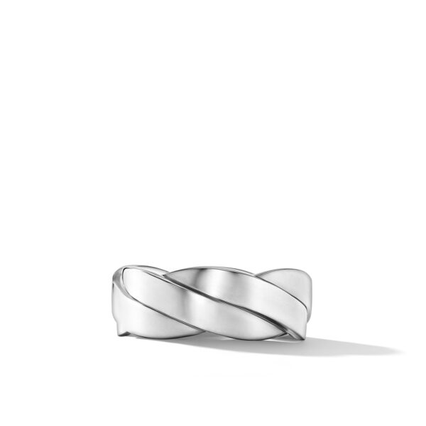 DY Helios Band Ring in 18K White Gold with Forged Carbon, 6mm - Image 4
