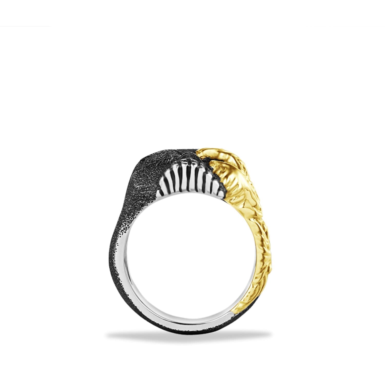 Waves Skull Ring in Sterling Silver with 18K Yellow Gold, 24mm