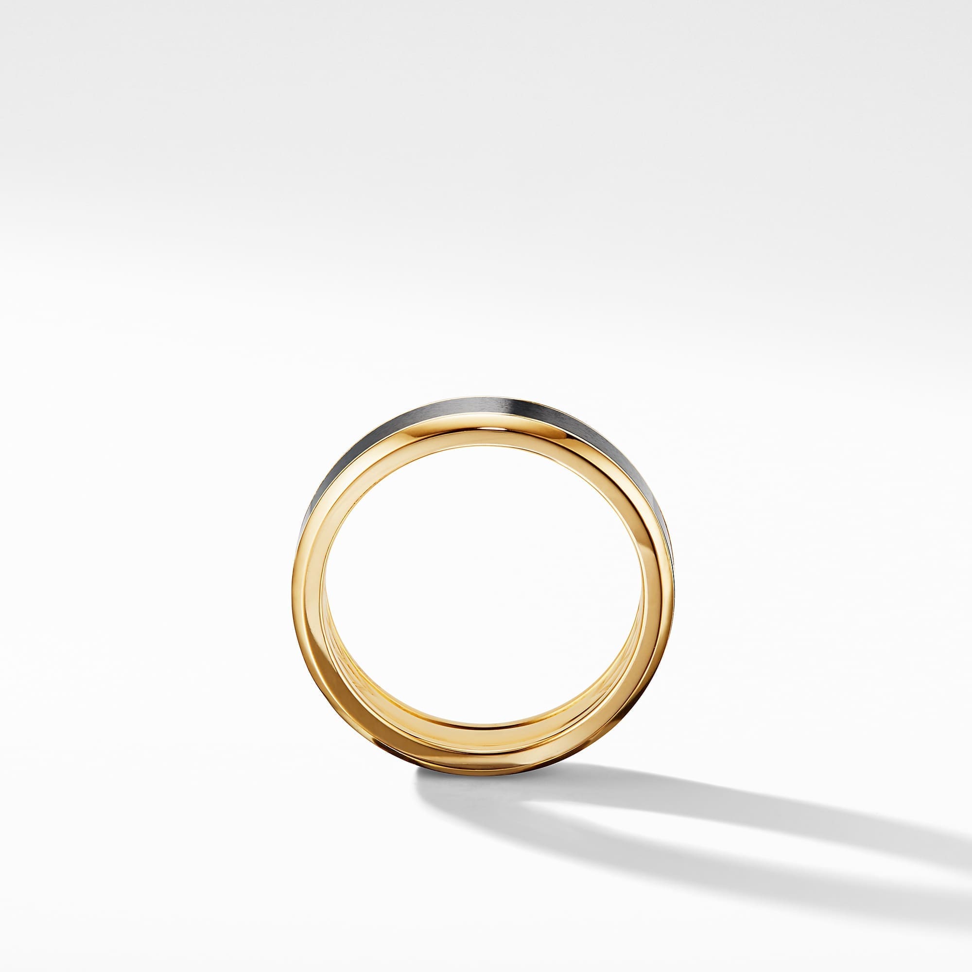 Beveled Band Ring in 18K Yellow Gold with Black Titanium, 6mm