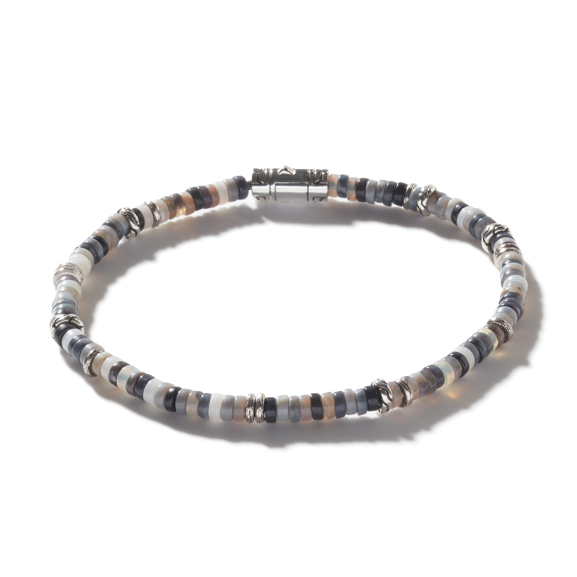 Heishi Bracelet, Sterling Silver, Hardstones Size L