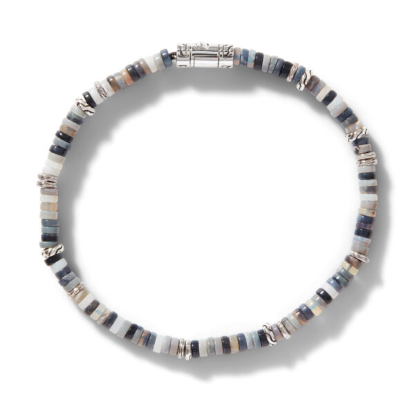 Heishi Bracelet, Sterling Silver, Hardstones Size L - Image 3