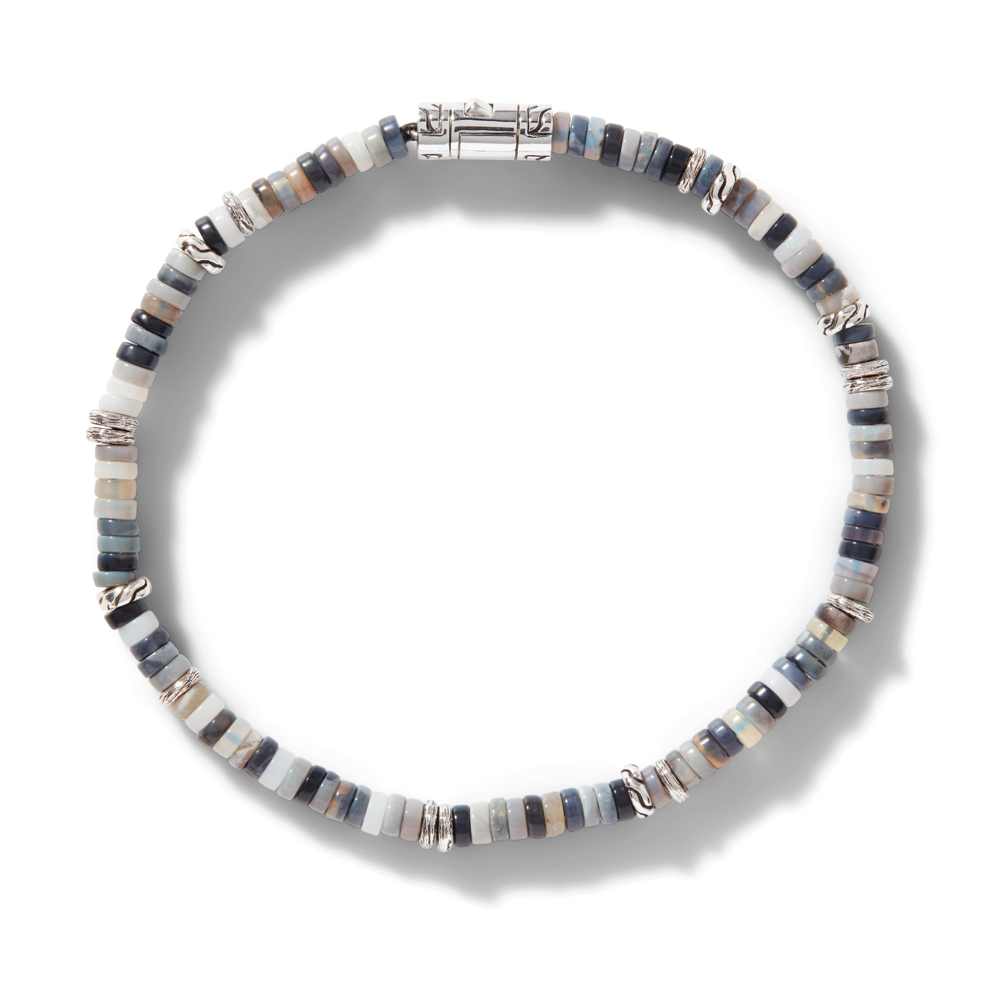 Heishi Bracelet, Sterling Silver, Hardstones Size L