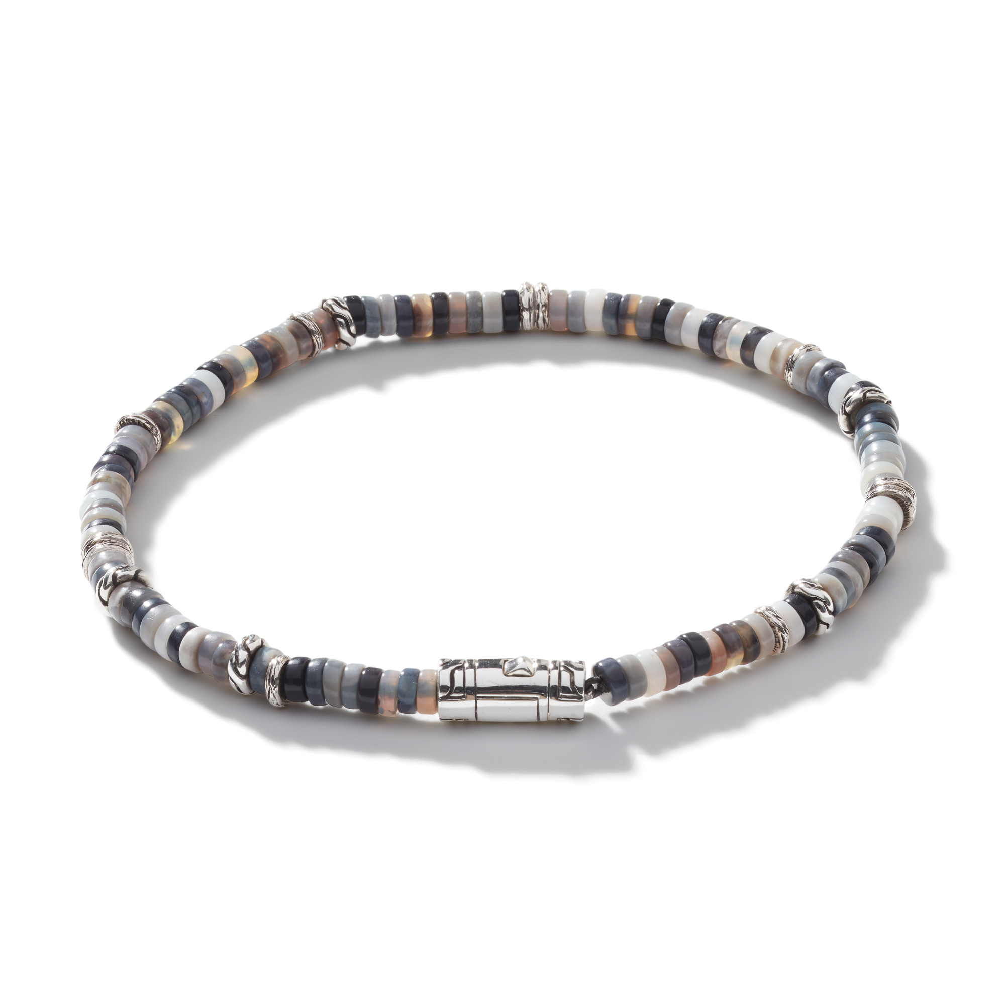 Heishi Bracelet, Sterling Silver, Hardstones Size L