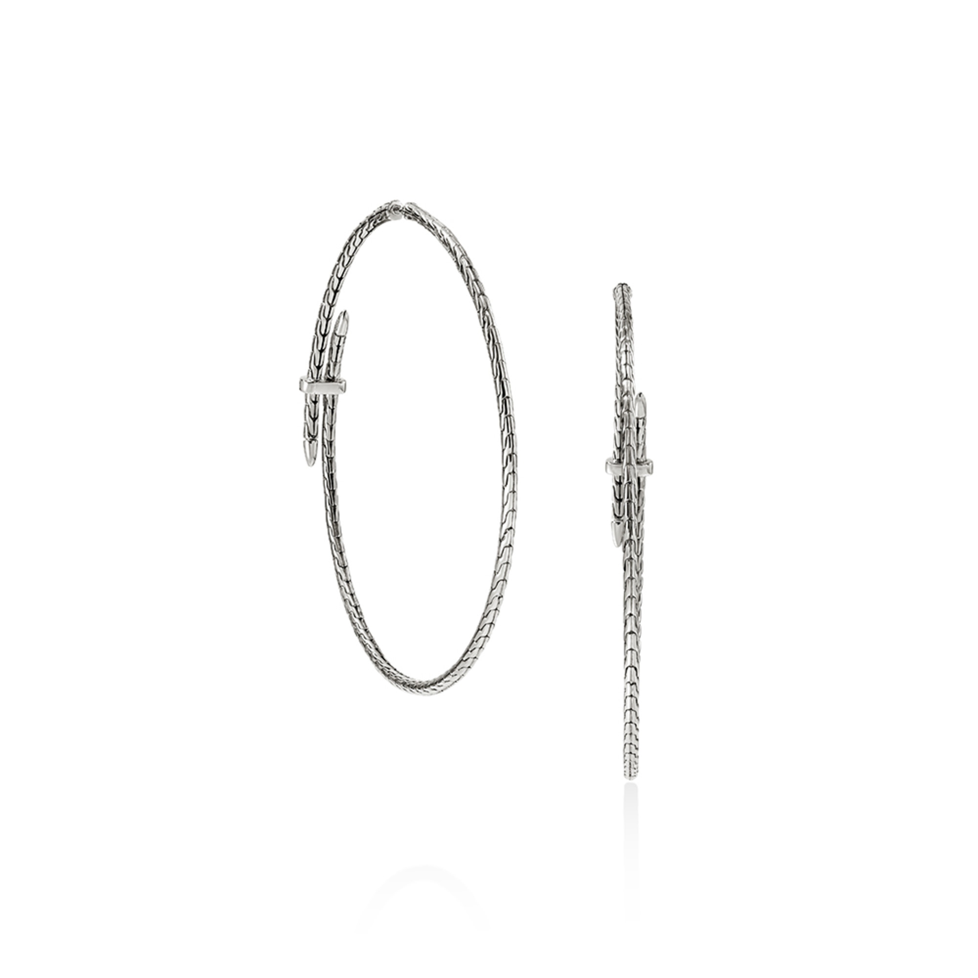 Spear Hoop Earring, Sterling Silver, Diamonds, 77MM