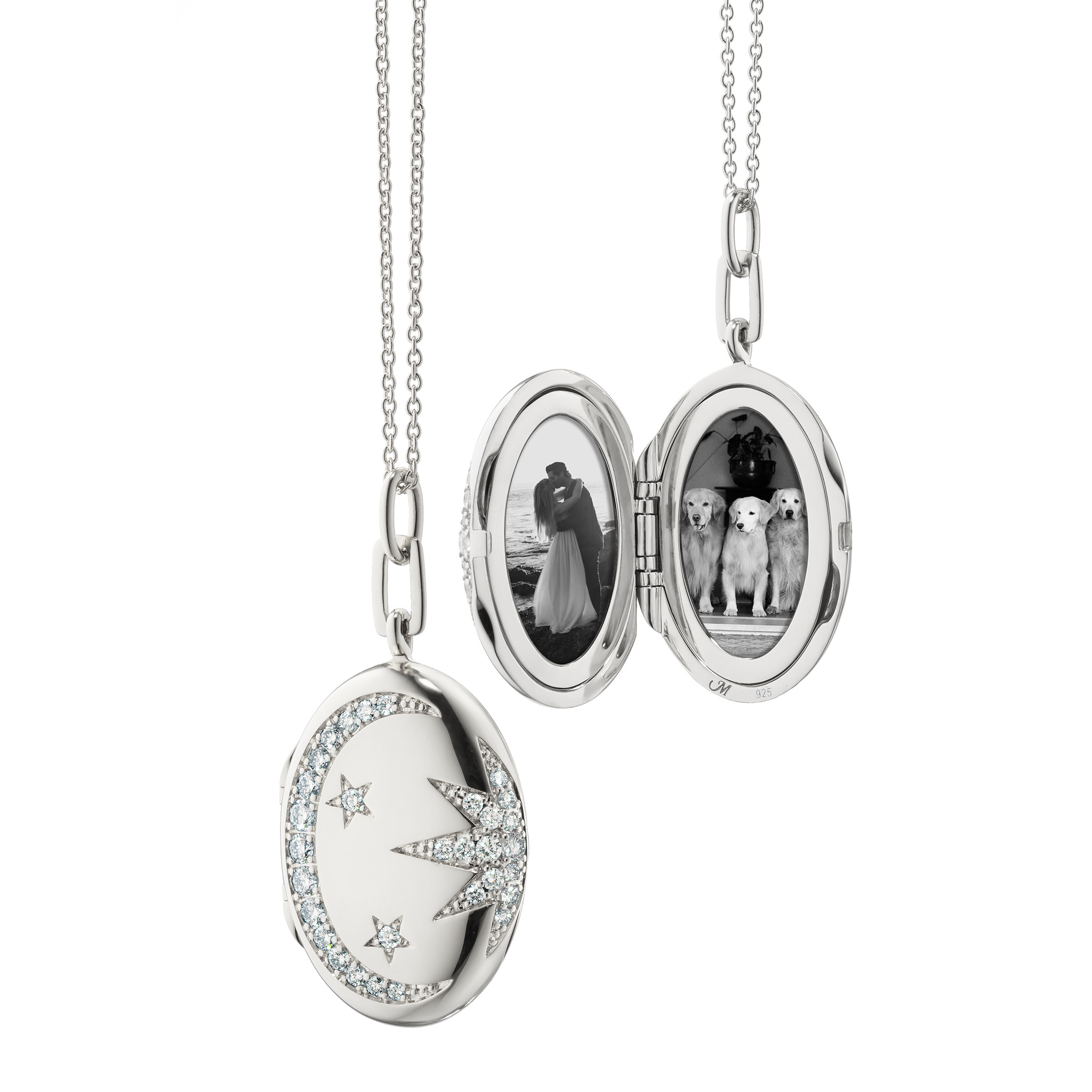 SS with Sapphires Galaxy Locket Necklace