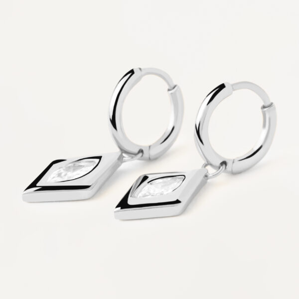 Kate Drop Silver Hoops - Image 2