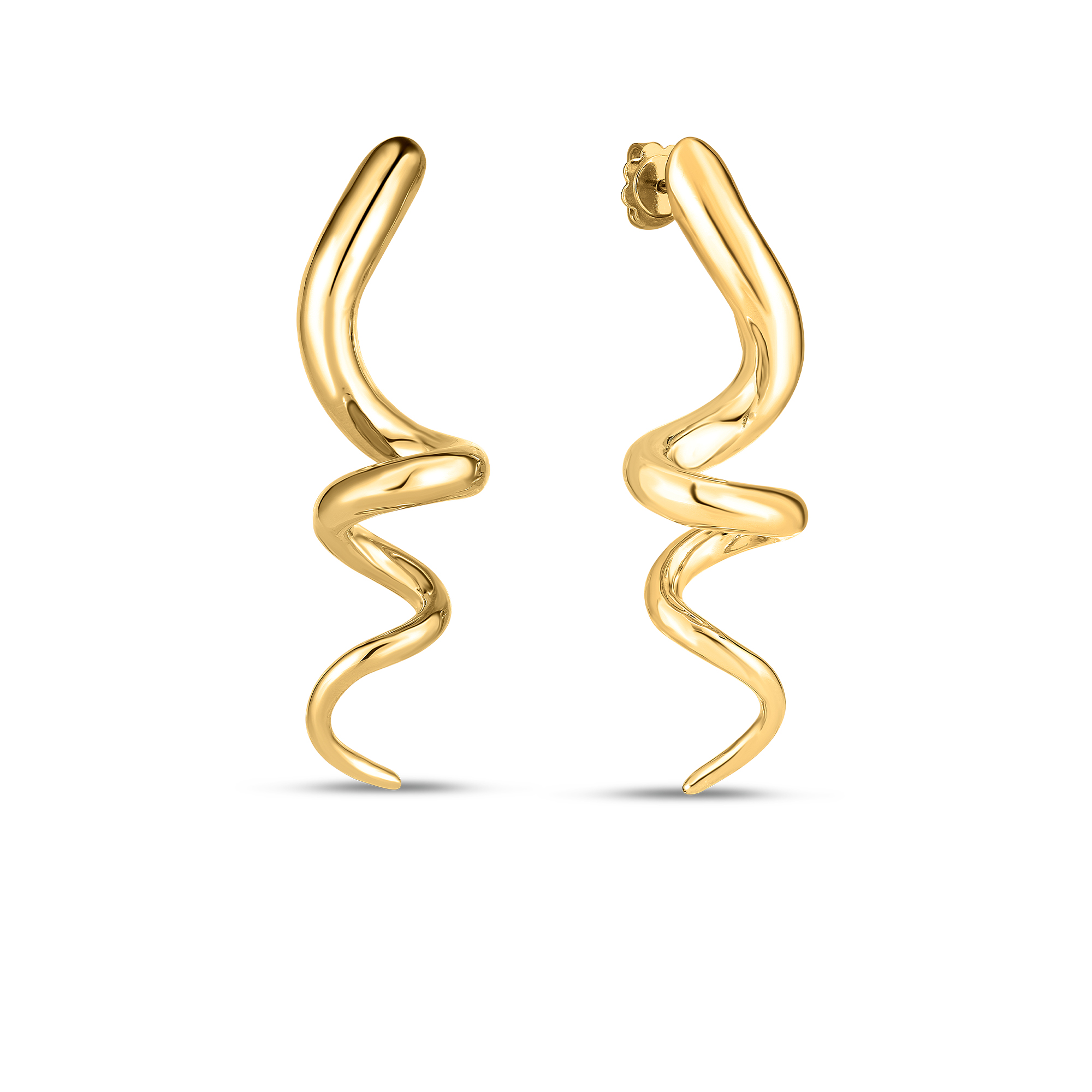 18KYG Large Spiral Pin Earrings
