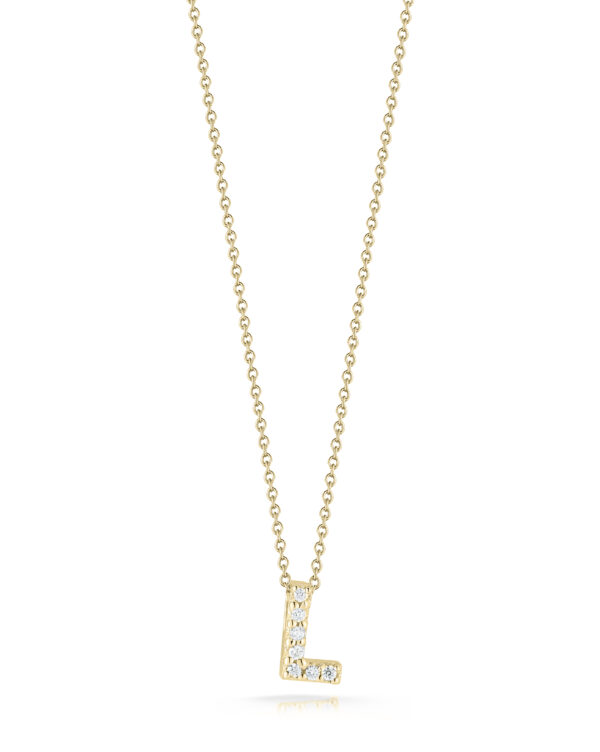 Tiny Treasures Yellow Gold & Diamond Love Letter L Pendant Necklace Length 16"