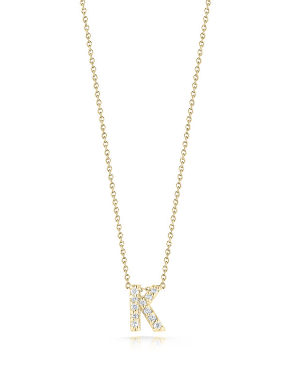 18K YELLOW GOLD TINY TREASURES DIAMOND LOVE LETTER ""K"" NECKLACE