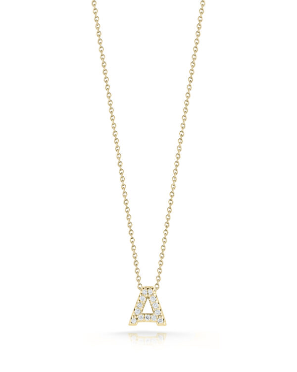 Tiny Treasures Yellow Gold Letter A Necklace Adjustable 16"" to 18""