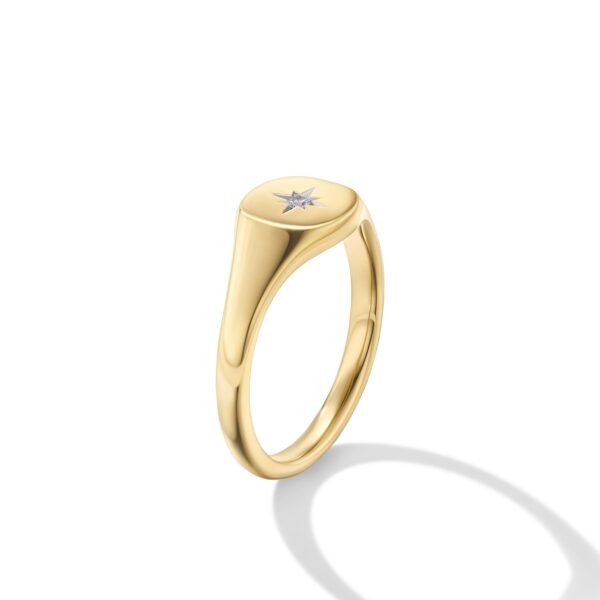 Cable Collectibles Starset Pinky Ring in 18K Yellow Gold with Center Diamond, 7mm - Image 2