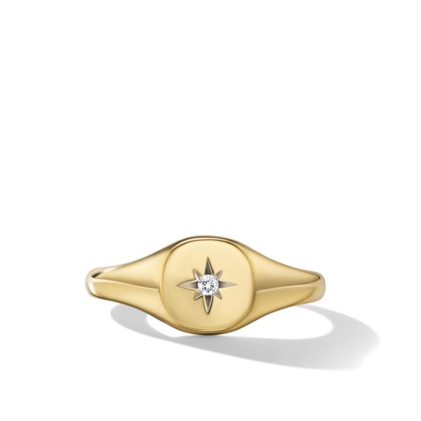 Cable Collectibles Starset Pinky Ring in 18K Yellow Gold with Center Diamond, 7mm - Image 3