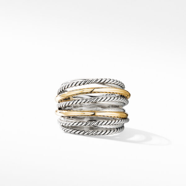 Crossover Ring in Sterling Silver with 18K Yellow Gold, 17.8mm - Image 2