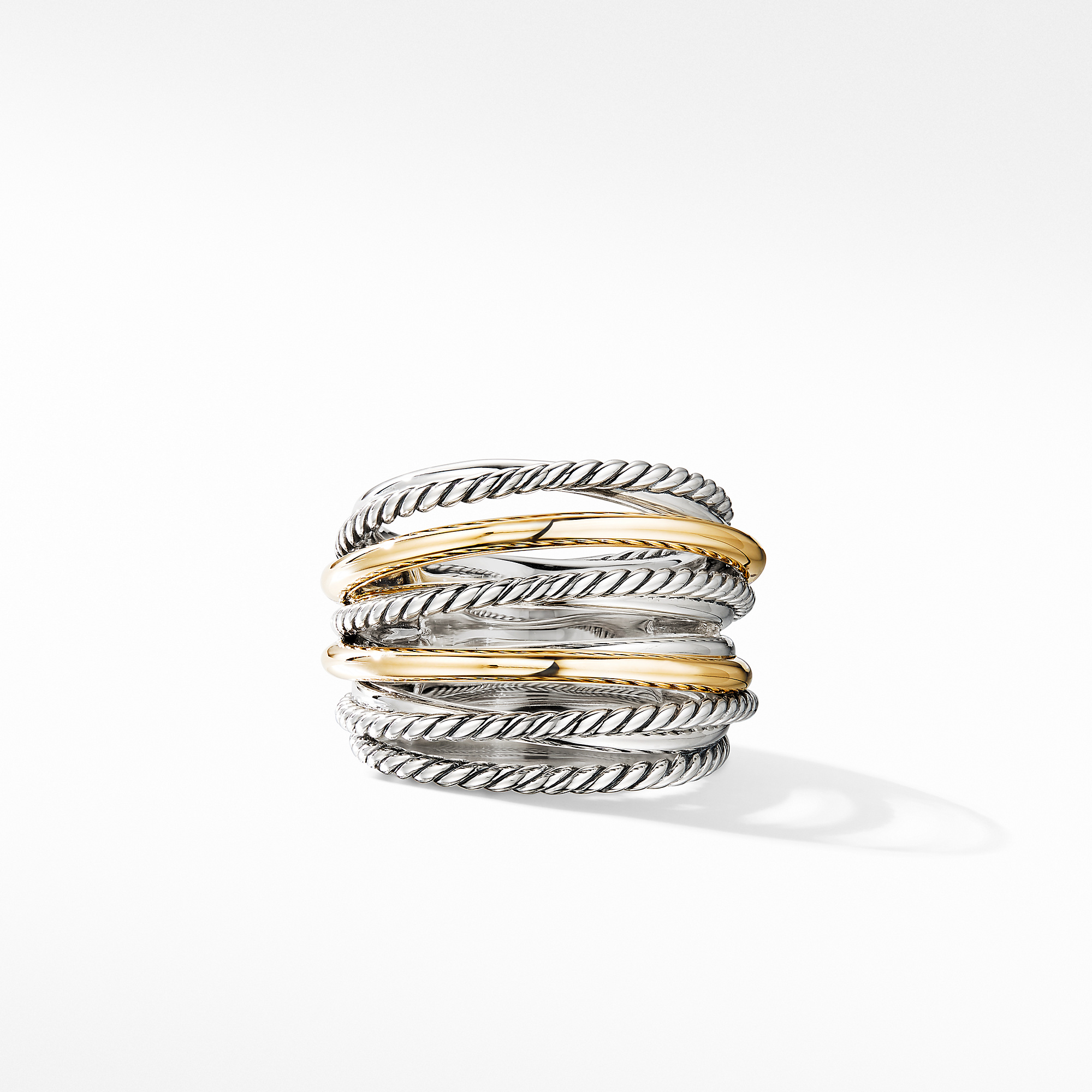 Crossover Ring in Sterling Silver with 18K Yellow Gold, 17.8mm