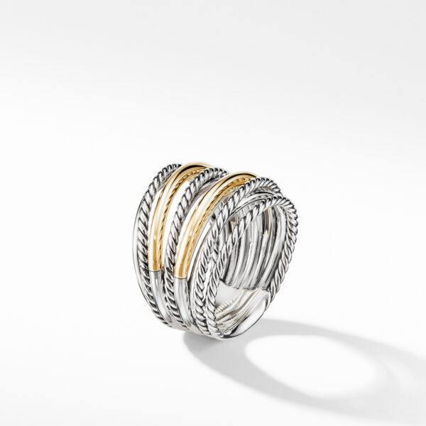 Crossover Ring in Sterling Silver with 18K Yellow Gold, 17.8mm - Image 3