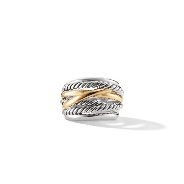 Petite Buckle Ring in Sterling Silver with 18K Yellow Gold, 2mm - Image 2