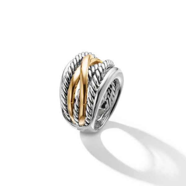 Petite Buckle Ring in Sterling Silver with 18K Yellow Gold, 2mm - Image 3