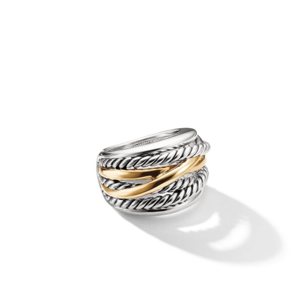Petite Buckle Ring in Sterling Silver with 18K Yellow Gold, 2mm