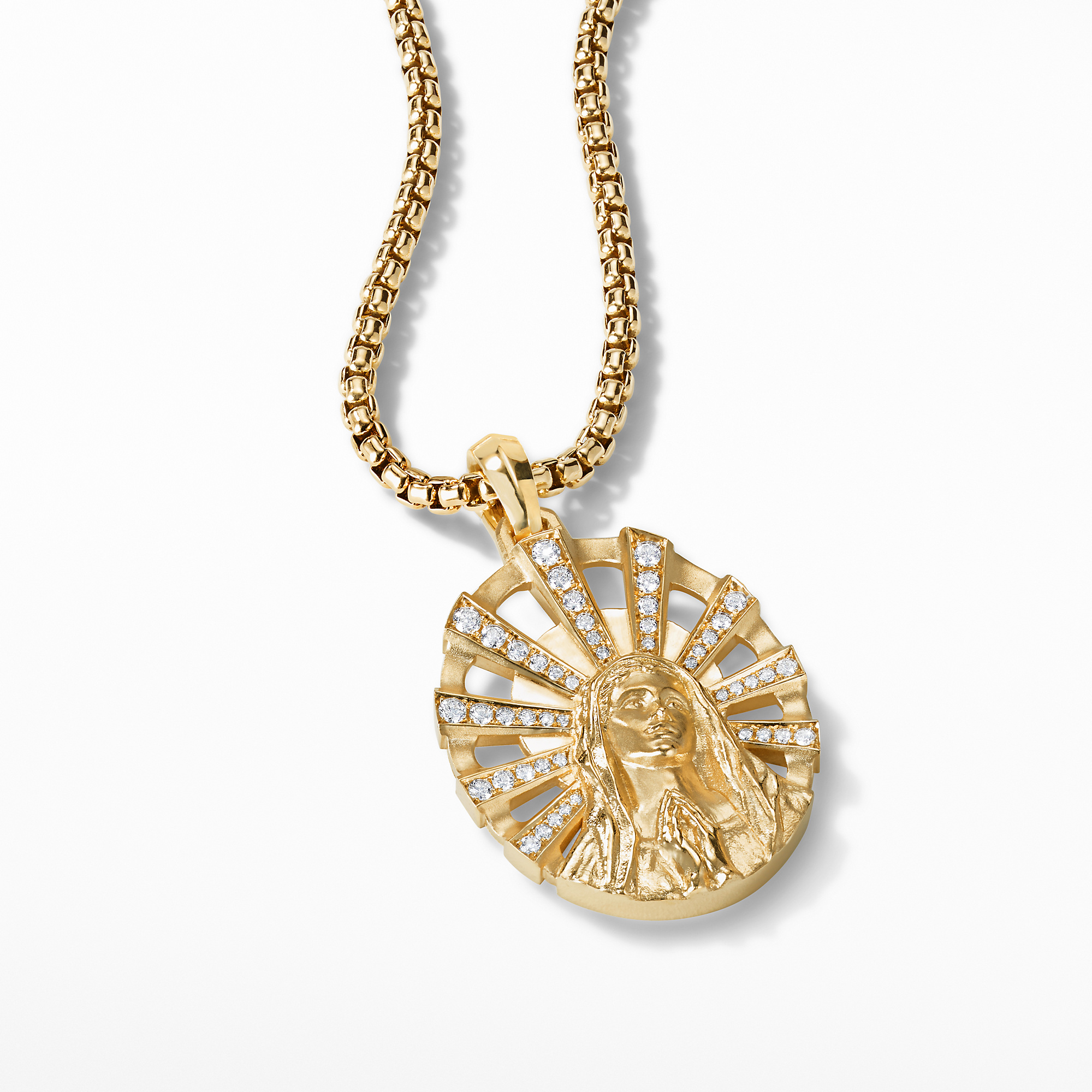 Albion Pendant in 18K Yellow Gold with Malachite and Diamonds, 11mm
