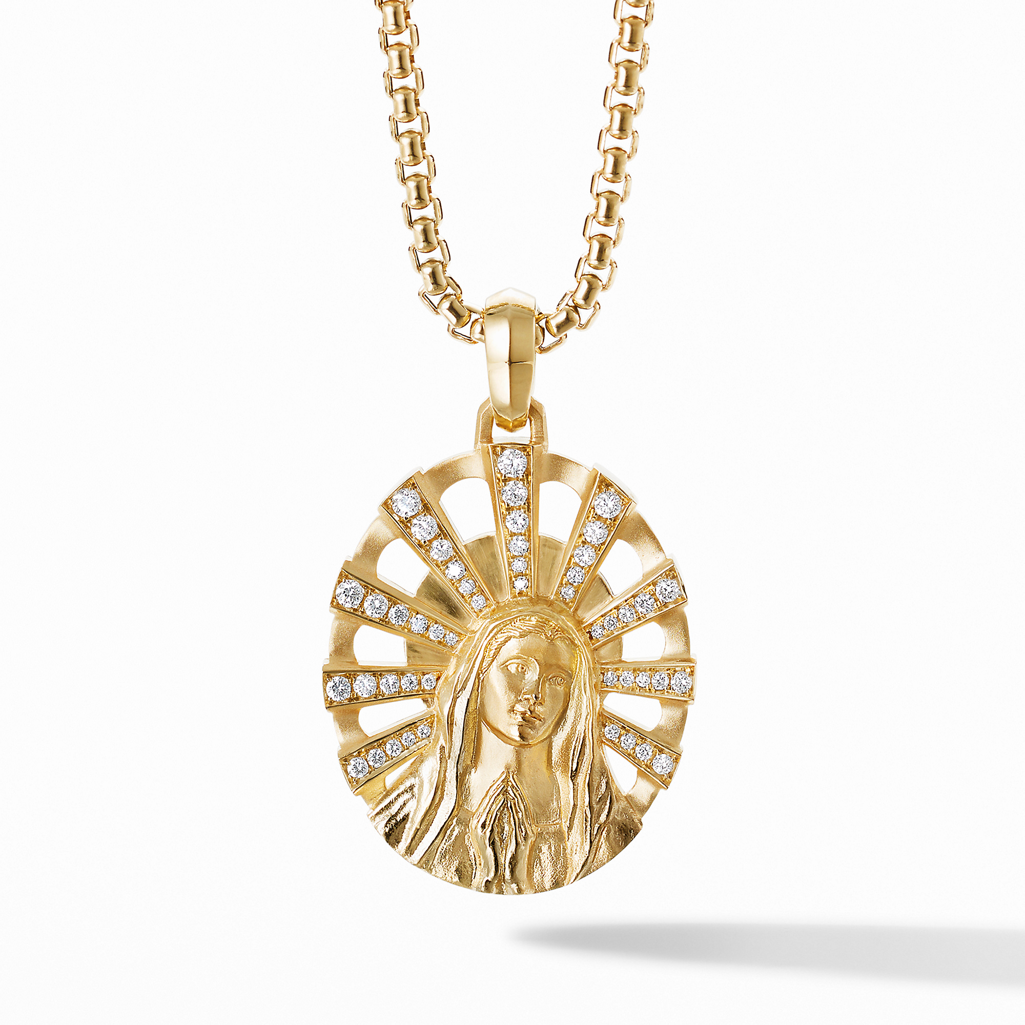 Albion Pendant in 18K Yellow Gold with Malachite and Diamonds, 11mm