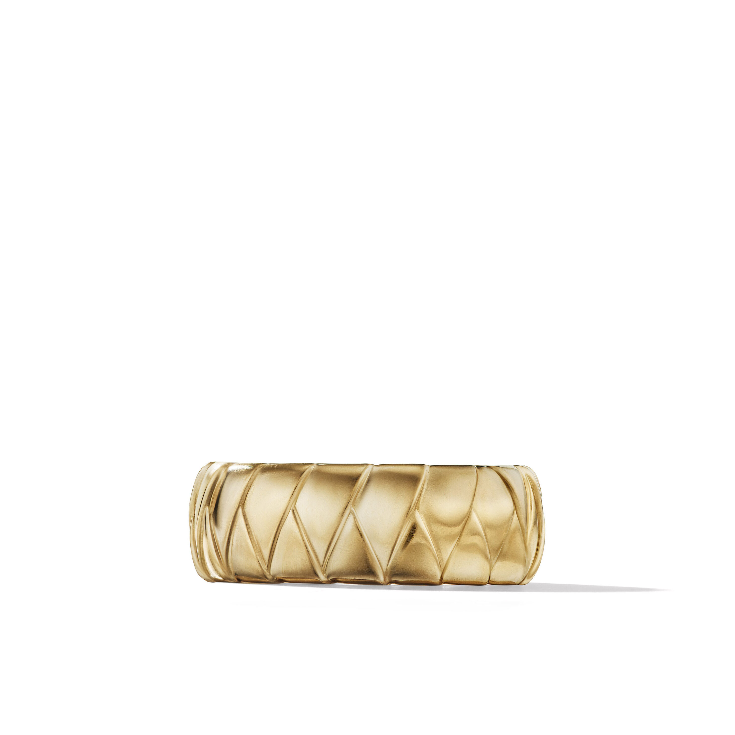 Beveled Band Ring in 18K Yellow Gold with Black Diamonds, 3.5mm