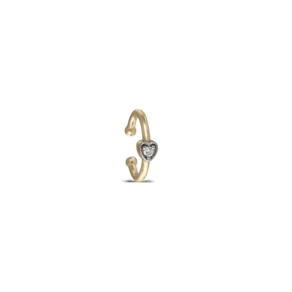 Heart Bezel Ring Ear Cuff