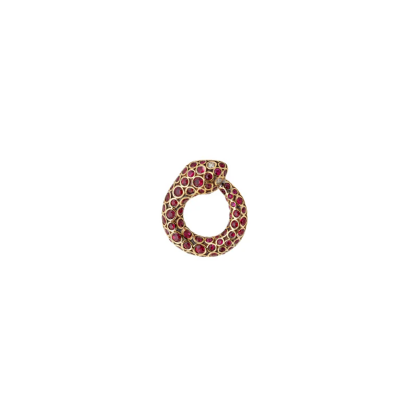 Selim Mouzannar Basilik Collection Yellow Gold Single Earring with Rubies and Diamonds