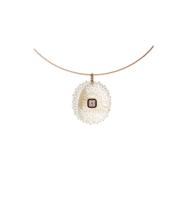 Dezso's 18KRG Lemon Quartz Carved Petit Sea Urchin Charm