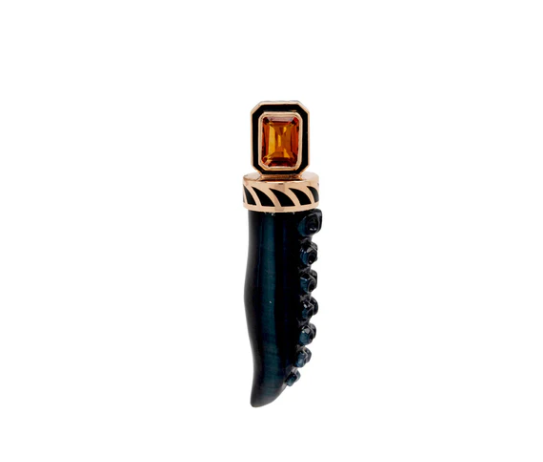 Dezso's18KRG Blue Tiger Eye Classic Tentacle Pendant with Orange Citrine
