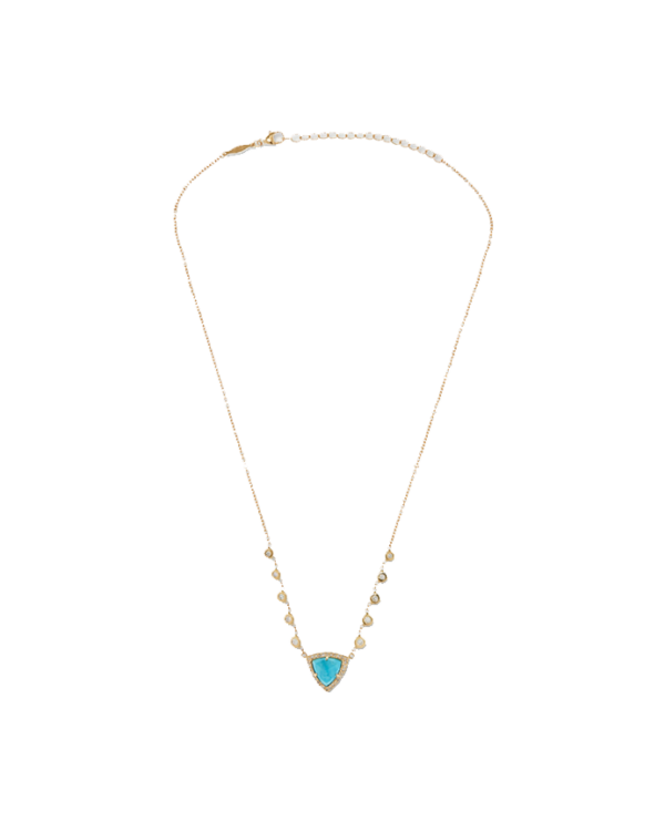 Emily 14-karat gold, turquoise and diamond necklace