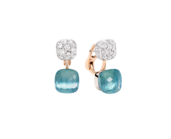 Nudo White Diamonds and Blue Topaz Earrings
